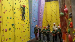 Cub scouts on a roped climb