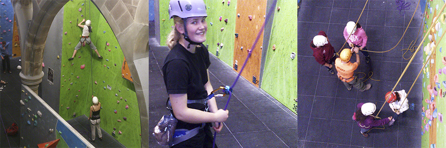 Monage of young people climbing at Alter Rock